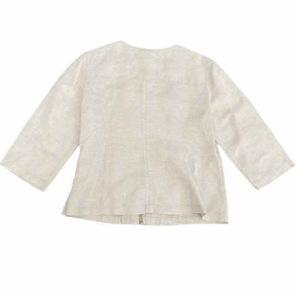Chico's 100% Linen Zip Up Jacket, Size 1 (US M) - Picture 2 of 9
